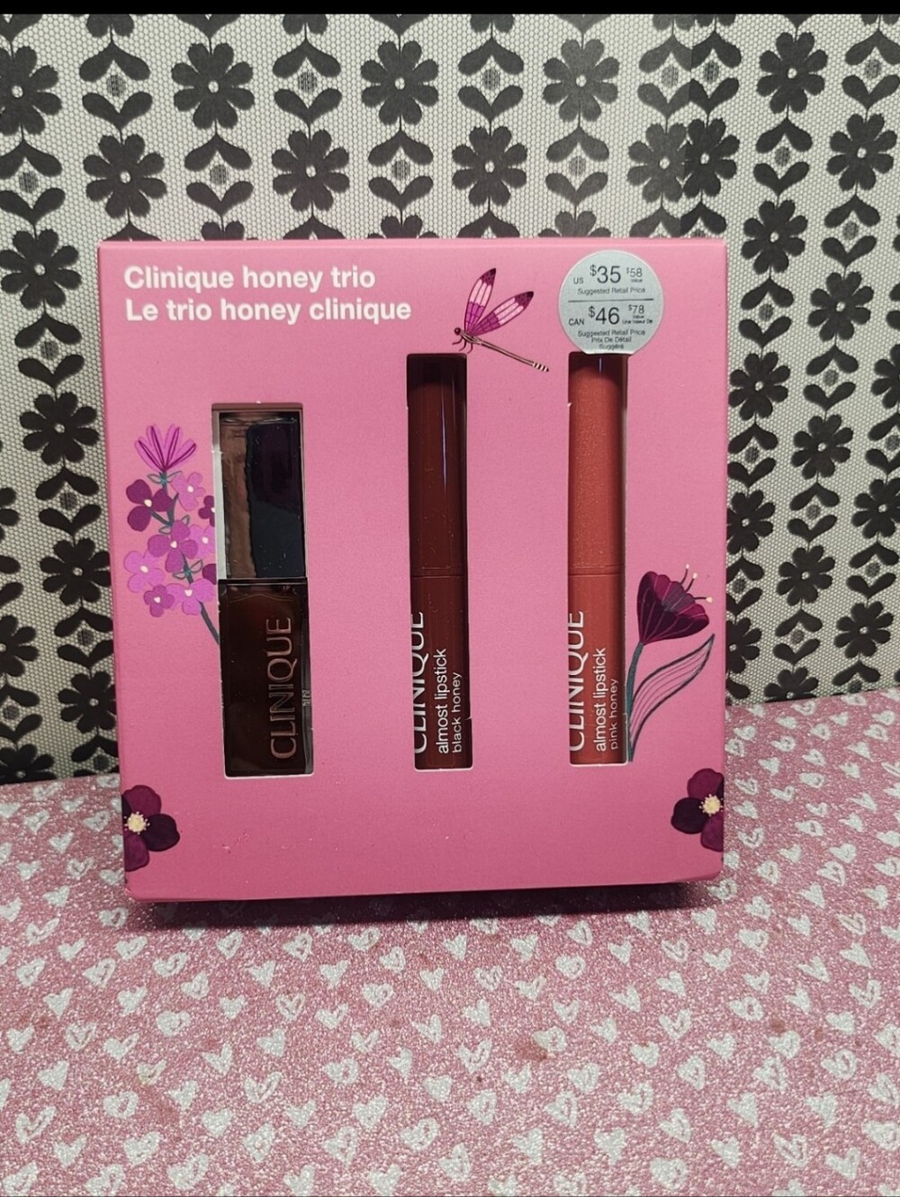 Clinique Honey Trio Black Honey Pink Honey Lip & Cheek Oil Makeup Set NEW